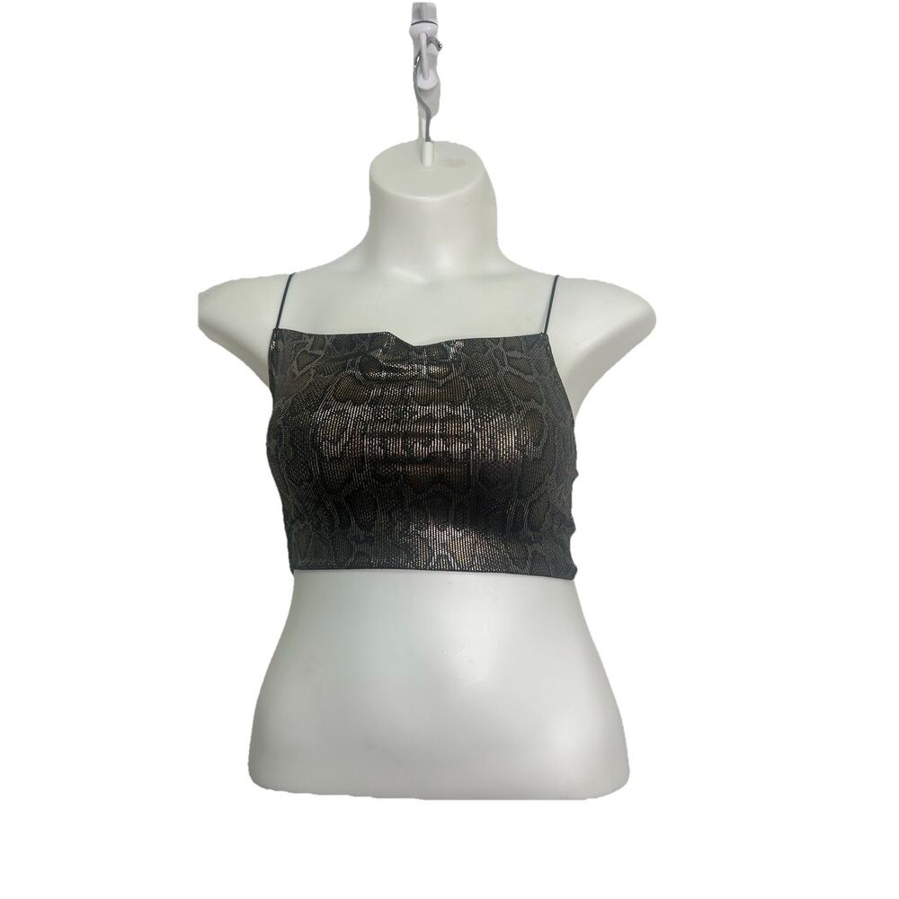 H&M Black / Gold Metallic Snake Print Cami XSmall Crop . Club, Boho,‎ Festival